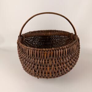 Antique Woven Buttocks Brown Basket Well Made Great Condition